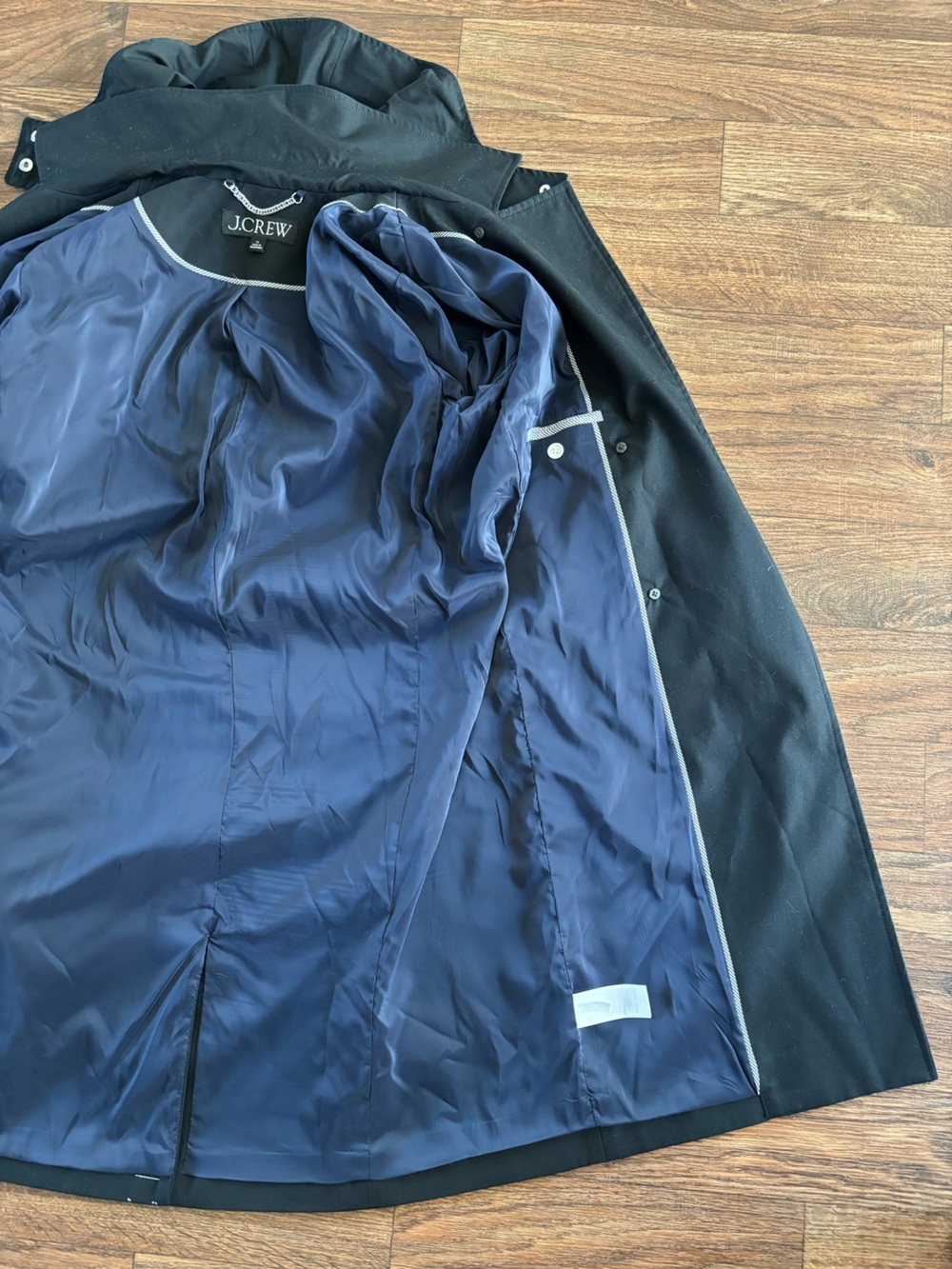 J.Crew Women's Icon Trench Coat Black Size 14 Hooded Water-Repellent BF456 FA24 - Picture 10 of 16